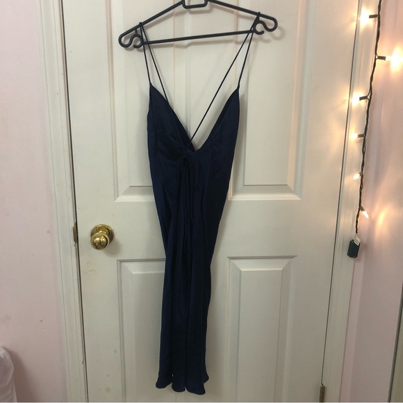 Aritzia Wilfred Satin Navy Dress - Picture 4 of 6